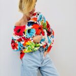 Pull Maille Fluide À Imprimé Floral Multicolore Éclatant