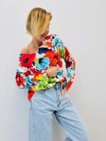 Pull Maille Fluide À Imprimé Floral Multicolore Éclatant
