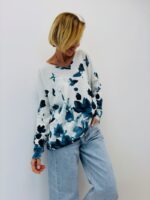 Pull Imprimé Floral Bleu Nuit Esprit Élégant