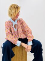 Blouse Liberty En Coton Col Contrasté Raffiné