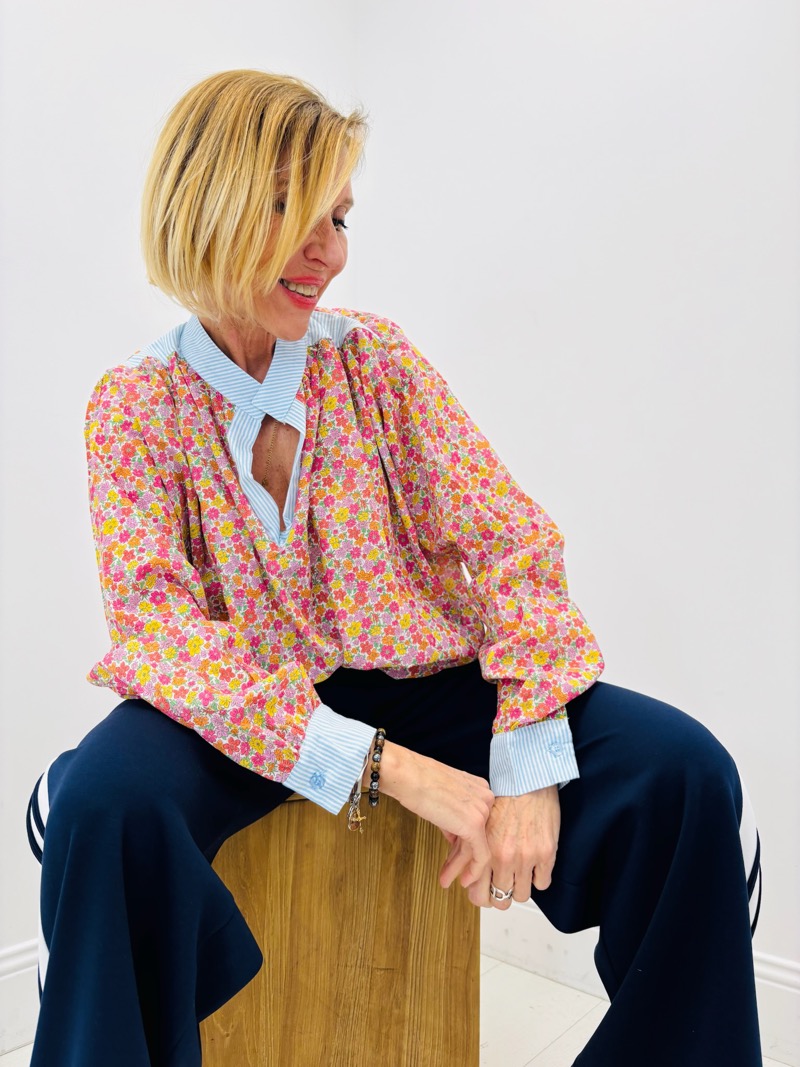 IMG_9207 Blouse Liberty En Coton Col Contrasté Raffiné – Image 1