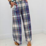 Pantalon Large À Carreaux Multicolores Esprit Chic Moderne