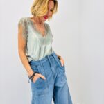 T-Shirt Satiné À Dentelle Élégante