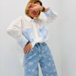 Chemise Coton Avec Détails Broderie & Rayures