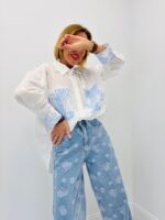 Chemise Coton Avec Détails Broderie & Rayures