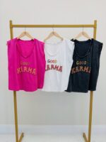 T-Shirt Good Karma En Coton À Broderie Colorée – Image 2