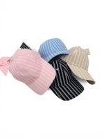 Casquette Rayée Élégante Avec Nœud Arrière – Image 2