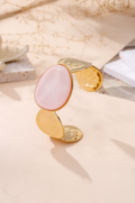 Bracelet Manchette Doré À Cabochon Ovale Coloré