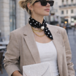 Petit Foulard Aimanté Perle Élégance Graphique