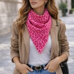 Foulard Triangle Léopard En Gaze De Coton