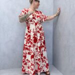 Robe Longue Fleurie Rouge