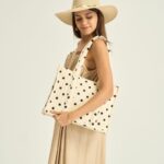 Sac Cabas En Coton Matelassé À Pois Esprit Riviera