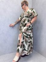 Robe Longue Imprimé Feuillage Élégant – Grande Taille – Image 6