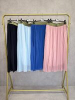 Jupe Longue Plissée Fluide – Taille Élastique Dorée – Image 3