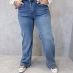 Jean Large Denim Stretch Coupe Fluide Élégante