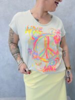 T-shirt Imprimé Peace & Love Multicolore – Esprit Bohème & Estival – Image 3