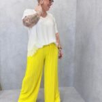 Pantalon Fluide Plissé Grande Taille Taille Élastiquée