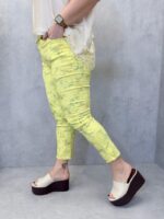 Pantalon Denim Stretch Jaune Imprimé Floral