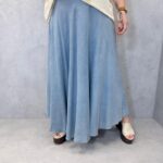 Jupe Fluide Effet Denim En Tencel – Coupe Évasée Élégante