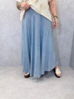 Jupe Fluide Effet Denim En Tencel – Coupe Évasée Élégante