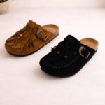 Sabots frangés en daim