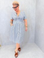 Robe Midi Rayée en Coton – Image 4