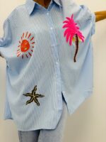 Chemise Rayée Brodée Motifs Soleil Et Palmier – Image 5