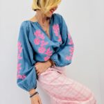 Chemise denim brodée