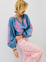 Chemise denim brodée