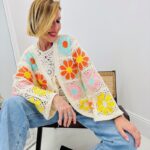 Gilet crochet fleuri