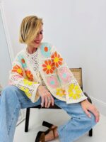 Gilet crochet fleuri