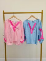 Chemise Brodée En Coton À Rayures Et Détails Fluo – Image 2