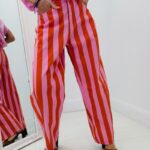 Pantalon Toile De Jean À Rayures Orange