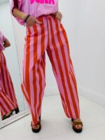 Pantalon Toile De Jean À Rayures Orange