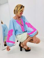 Chemise Brodée En Coton À Rayures Et Détails Fluo – Image 4