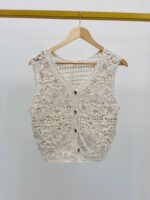Gilet Crochet Détail Sequins et Perles – Image 2