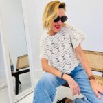 Top Crochet Écru Manches Courtes