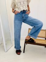 Jean Wide Leg Délavé Détail Étoile Brodée – Image 4