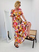 Robe Longue Fluide Imprimé Floral Multicolore – Image 7