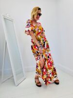 Robe Longue Fluide Imprimé Floral Multicolore – Image 3