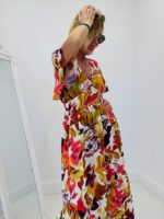 Robe Longue Fluide Imprimé Floral Multicolore – Image 6