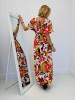 Robe Longue Fluide Imprimé Floral Multicolore
