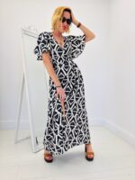 Robe Longue Fluide Imprimé Graphique – Image 3
