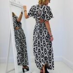 Robe Longue Fluide Imprimé Graphique