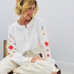 Chemise Blanc Détail Fleurs