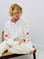 Chemise Blanc Détail Fleurs