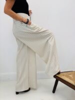 Pantalon Large Écru Rayé – Image 3