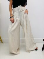 Pantalon Large Écru Rayé – Image 4