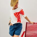 T-Shirt En Coton À Nœud Pois