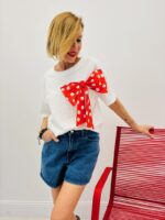 T-Shirt En Coton À Nœud Pois